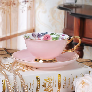 European-Style Glazed Ceramic Tea <b>Cup</b> <b>Set</b> Hot Selling for Home Afternoon Tea Wedding Parties Giveaways - Product Image 4