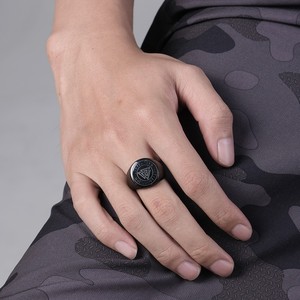 Nordic Viking Vintage Celtic Triangle Knot <b>Titanium</b> Steel <b>Ring</b> Men's Jewelry Gift Geometric Design Gold Color - Product Image 3
