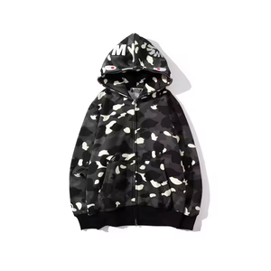 Sudadera con capucha y cremallera XX Letter Shark Puff estampada, <span class=keywords><strong>de</strong></span> corte holgado, 100% algodón, para hombre y mujer, unisex, estilo urbano, alta calidad, Bapees 2026 - Product Image 5