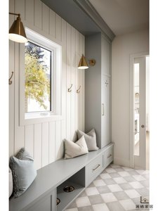 Mobiletto da ingresso di lusso in legno massello con contenitore integrato, <span class=keywords><strong>panca</strong></span> imbottita, ganci, stile grill in rovere bianco, ecologico, 5 anni di garanzia - Product Image 2