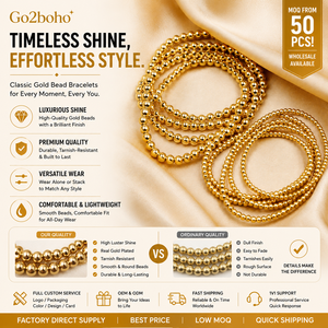 Go2boho Bohème Classique Doré <span class=keywords><strong>Bijoux</strong></span> de Mode Femmes Desgin Quotidien Bracelets de Perles d'Or pour Amis Cadeaux d'Anniversaire Tendance - Product Image 1