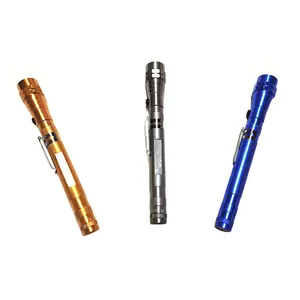 Factory Price Portable 3LED Silvery Telescopic Led Flashlights Torch Magnetic Head Pen Type Flashlight