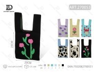 Borsa a tracolla in maglia floreale da donna in tela per la spesa, tutte le stagioni M1222053 - Product Image 1