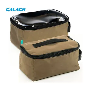 Outdoor clear top camping storage bag camping pouch organize gas tank and cookware storage case for camping