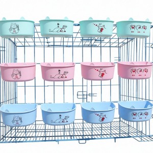 Ensemble de gamelles pour animaux de compagnie en plastique, imprimé animal, rondes, suspendues, pour l'alimentation et l'eau, pour chien, chat, utilisation en cage - Product Image 5