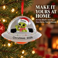 Ornement de Noël personnalisé Alien UFO 2027, cadeau amusant sur le thème de la science-fiction spatiale