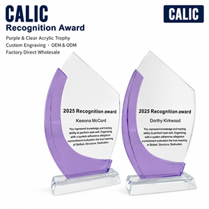 Premios Acrílicos Personalizados, Trofeo de Reconocimiento de Cristal Morado con Base Transparente, Placa de Presentación de Reconocimiento Corporativo para Empleados - Product Image 1
