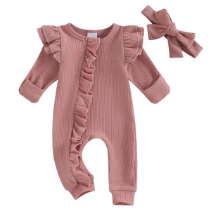 Combinaison bébé en bambou biologique à fermeture éclair, pyjama pour nourrisson, combinaison de sommeil à volants, vêtements de nuit pour nouveau-né en tricot personnalisé, vêtements pour bébé - Product Image 2