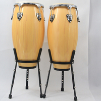 XINSEN Factory Outlet Classic Vertical Western & Latin Percussion Solid Wood Tambourine with Cowhide Drum Heads Ergonomic Design