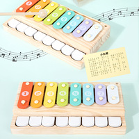 Montessori Wooden 2-in-1 Xylophone Piano Toy for Toddlers, Music Early Education Instrument with Mallets