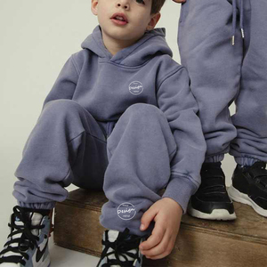 Ropa de calle de alta calidad, conjunto de Jogger con capucha Vintage a la moda, conjunto de dos piezas para niños de Color lavado con ácido, ropa, chándal para niños - Product Image 2