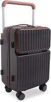 Valise multifonction à prix d'usine, 20 pouces, ouverture frontale, compartiment pour ordinateur portable, chargeur USB, porte-gobelet