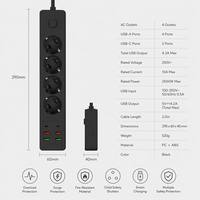 Multiprise de recharge rapide USB-C PD 4 voies Schuko en cuivre et laiton noir avec logo personnalisé, 10A IP44 ABS, vente en gros