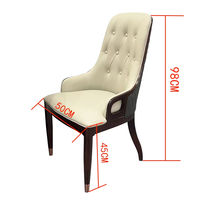 Fauteuil en bois massif de luxe léger haut de gamme avec dossier rembourré pour chaise d'hôtel et de restaurant de salle à manger
