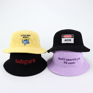 Chapeau seau en <span class=keywords><strong>velours</strong></span> côtelé personnalisé logo de broderie pour hommes femmes mode extérieure cordon <span class=keywords><strong>Bob</strong></span> chapeau - Product Image 6