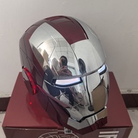 Casque de super-héros Iron-hero pour jeu de rôle, finition brillante argent rouge