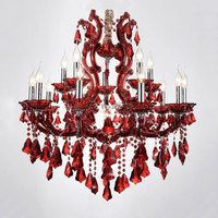Lustre moderne européen en cristal K9 pour la maison et l'hôtel, noir rouge, villa Maria Theresa, luminaire suspendu pour salon, chambre à coucher