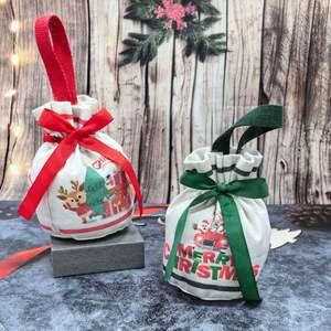 Nouveauté, sacs cadeaux en toile de coton écologiques avec cordon de serrage, logo personnalisé, sacs cadeaux de Noël recyclables, personnalisés - Product Image 3