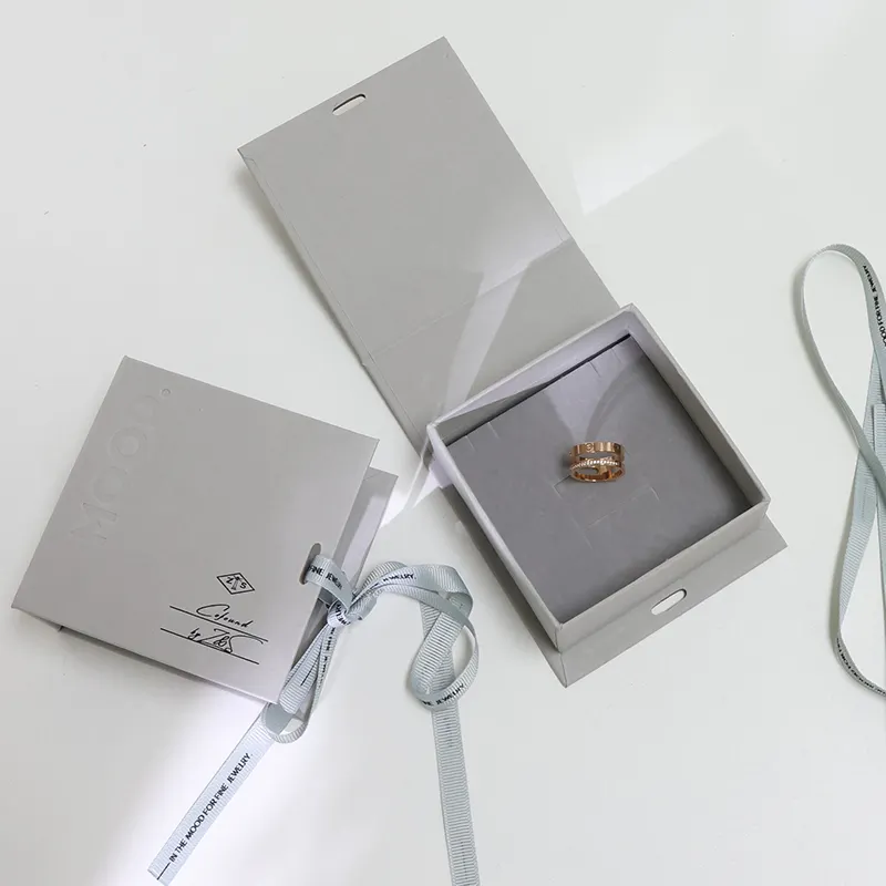 Eco Luxus benutzer definierte Logo Buch Stil Papier Pappe Schmuck Geschenk boxen Ring Ohrringe Halskette Armband Schmuck Verpackungs box