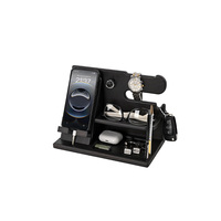 Support de rangement vertical double couche en bois personnalisé pour bureaux, téléphones portables, montres, lunettes, clés