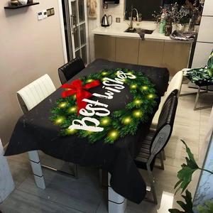 <span class=keywords><strong>Mantel</strong></span> de poliéster rectangular impermeable a prueba de aceite impreso <span class=keywords><strong>con</strong></span> diseño navideño al por mayor para decoración del hogar - Product Image 6