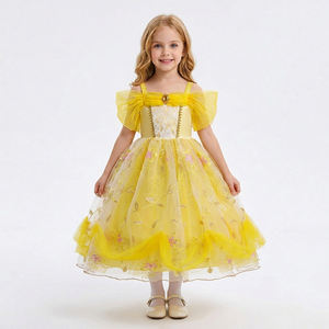 Costume de danse Belle de La Belle et la Bête pour enfants, robe de bal jaune, robe de princesse pour les fêtes d'anniversaire, Halloween et cosplay - Product Image 1