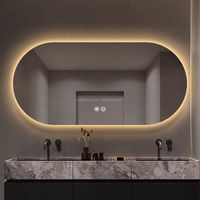 Miroir de maquillage LED étanche à trois couleurs avec interrupteur tactile de type moderne pour salle de bain