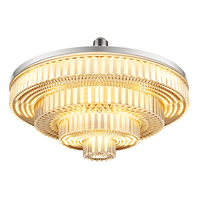 Lustre moderne de luxe à 3/4 couches en cristal, montage encastré, lampe de plafond LED fine de 55 mm pour la maison, le bureau, éclairage décoratif