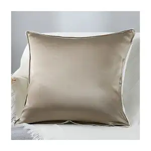 Sarung bantal rumah <span class=keywords><strong>Satin</strong></span> sutra kualitas tinggi 100% dengan ritsleting sarung bantal sisi tunggal warna Solid kustom pola murni - Product Image 1