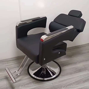 Salon Chair and <b>Mirror</b> Set / Barber Shop Chair Hair Salon / Black and Gold Salon Chairs - Product Image 4