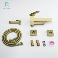 Ensemble de douchette pour bidet de toilette Melissa Modern Hotel en laiton brossé doré, avec robinet de douche chaud/froid, robinet de baignoire, robinet d'eau