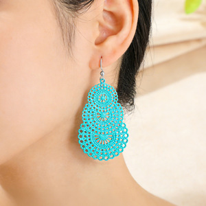 Pendientes de Moda, Acrílico y Resina, Estilo Bohemia, Joyería para Mujer, Diseño Hueco Colorido en Rosa, Azul y Morado - Product Image 2