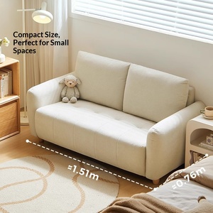 2026 New Cream Style Nordic Fabric Sofa Simple Straight Two Seater Couch for Small Apartment Living Room - Product Image 5