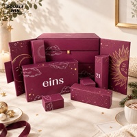 Calendrier de l'Avent de Noël personnalisé de luxe en carton céleste à double porte avec dorure à chaud, boîte vide 24 jours 2027