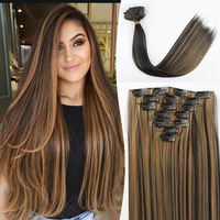 Extensions de cheveux indiennes Remy à clips sans couture, double épaisseur - Douces et soyeuses, sans perte ni emmêlement