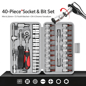 ชุดประแจบล็อก 40 ชิ้น ขนาด 1/4 นิ้ว ชุบโครเมียม สำหรับซ่อมรถยนต์ - Product Image 2