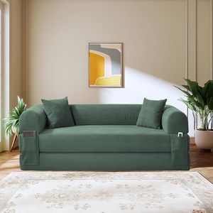 Convertible Folding <b>Sofa</b> <b>Bed</b>,80" Pull Out Couch with Pillows & <b>Storage</b> Pocket,Modular Futon <b>Bed</b> Corduroy Queen Sleeper <b>Sofa</b> - Product Image 1