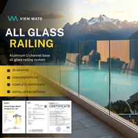 Rampe de balcon en verre trempé ultra-transparent gris mat personnalisée, sans cadre