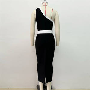 เดรสแม็กซี่เซ็กซี่แต่งระบายไม่สม่ำเสมอสำหรับชุดเดรสยาวเปิดไหล่ข้างเดียว - Product Image 5