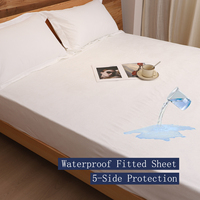 Protège-matelas imperméable en tissu éponge 100% polyester HFW, 5 côtés laminés TPU, respirant, lavable en machine, drap-housse