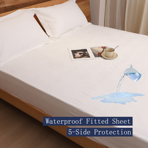 Protège-matelas imperméable HFW 100% polyester éponge, 5 côtés laminés TPU, <span class=keywords><strong>housse</strong></span> de lit respirante, <span class=keywords><strong>drap</strong></span>-<span class=keywords><strong>housse</strong></span> silencieux - Product Image 1