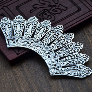 Couronne de fleurs creuses en cuivre 37x92mm plaqué or et argent, accessoire de mariage DIY - Product Image 4