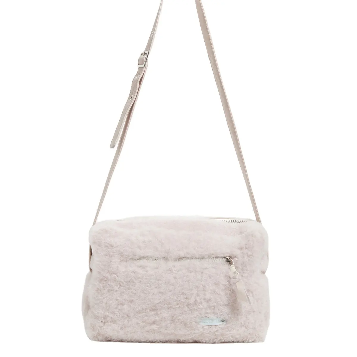 Hoge Beste Kwaliteit Italiaanse Dames Messenger Bags Wit Gekleurde Shearling Tas Met Schouderstrip Te Koop