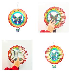 Carillons à vent en métal résistants aux intempéries de 12 pouces pour la décoration de jardin, avec moteur rotatif suspendu, design animé tortue et papillon - Product Image 6