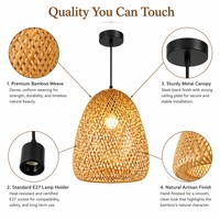 Luminaire suspendu en bambou tissé à la main, forme de cloche naturelle, lustre avec douille E27 pour salle à manger, îlot de cuisine, décoration intérieure