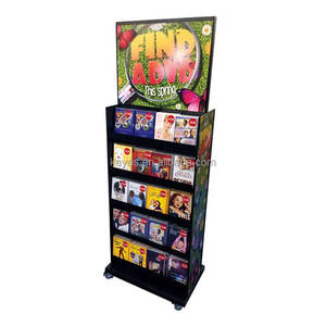 Cửa hàng bán lẻ gỗ slatwall Gondola Kệ CD <span class=keywords><strong>DVD</strong></span> hiển thị đứng sàn gỗ Rack hiển thị - Product Image 4