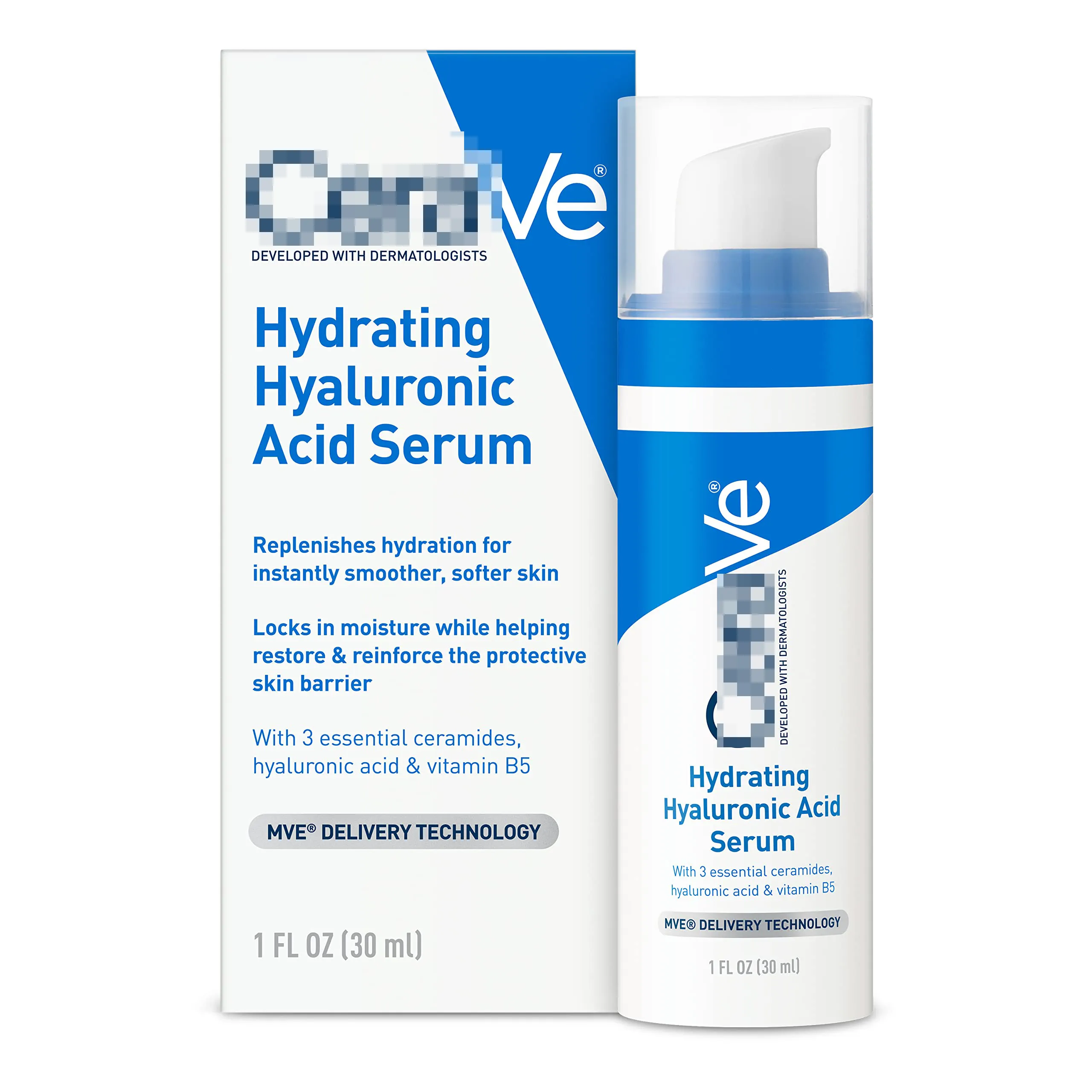 O soro facial do ácido hialurónico, contem a vitamina B5 e o cuidado diário fêmea seco hidratando do líquido da cara do soro facial do Ceramide