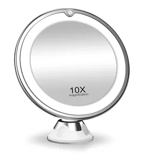 Bán Buôn Trang Điểm Gương LED 10X Magnifying Pin Khô Ánh Sáng Mềm Mại LED Gương Vẻ Đẹp Công Cụ Điều Khiển Cảm Ứng Chất Lượng Cao LED Gương