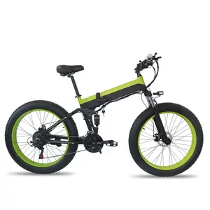 Produsen 26Inch 1000W Lipat Salju Sepeda Sepeda 13ah Baterai Tersembunyi Ebike Lipat Ban Ban Ban