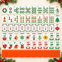Tuiles de Mahjong Américaines 4 couches, motif de Noël, en stock, OEM ODM, vente en gros, collection de cadeaux de fêtes, ensemble de jeu
